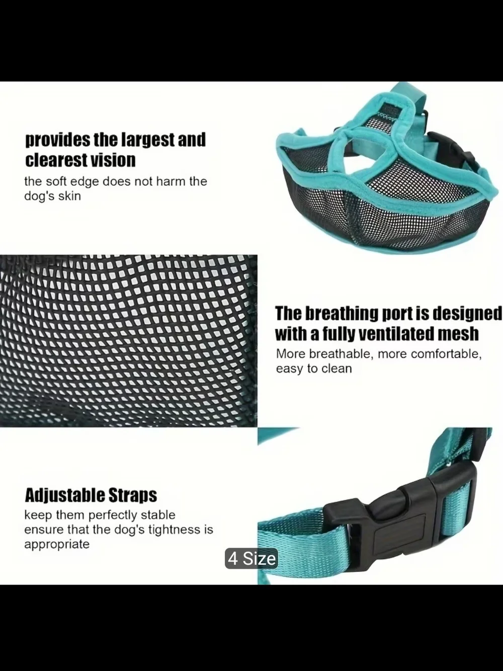 Adjustable Teal Mesh Dog Muzzle